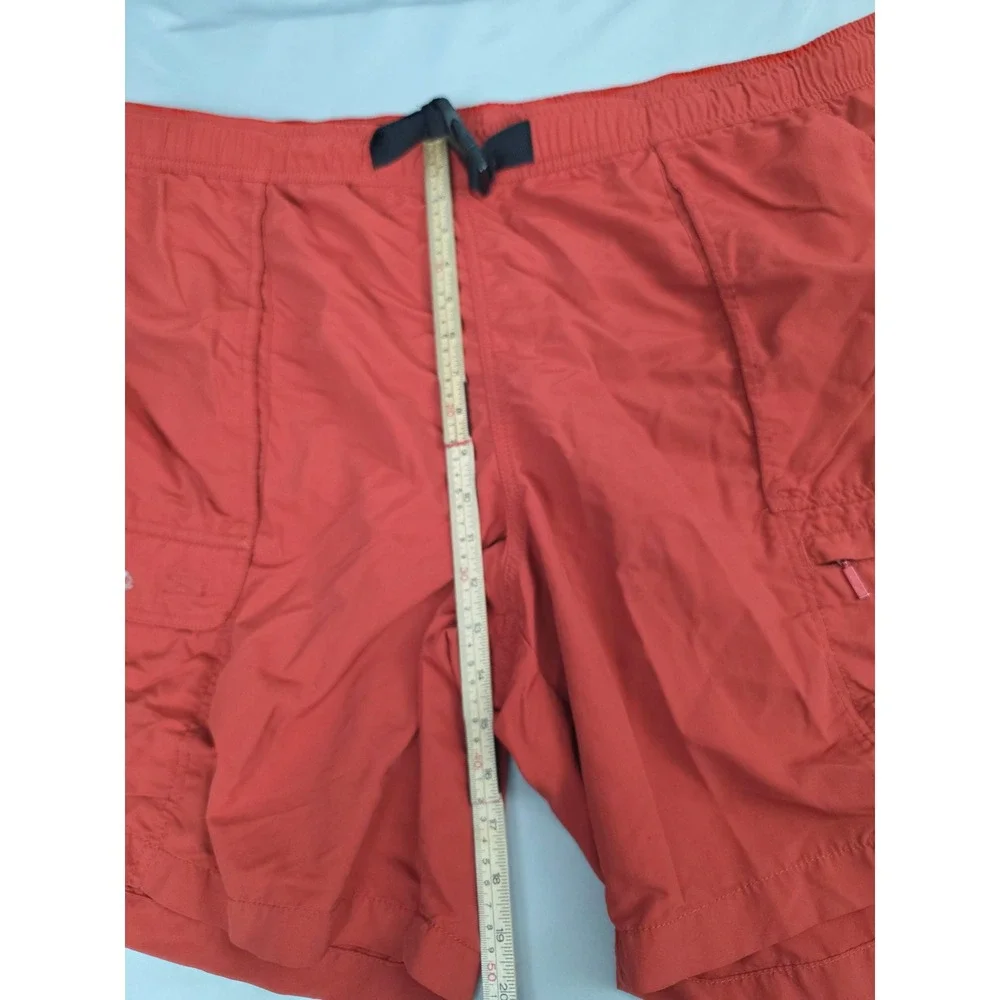 Eddie Bauer Mens XXL Cargo Shorts Rust Orange / Red Nylon Hiking Belted Outdoor